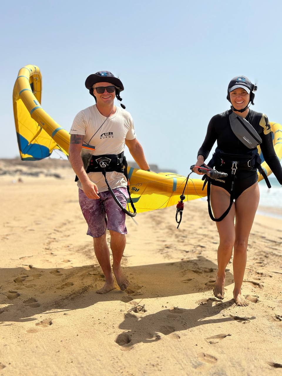 OGO instructors with kite gear on Paramali beach